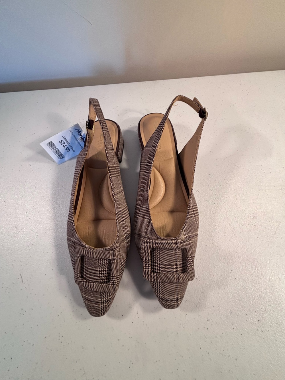 CL by Laundry Brown Plaid Slingback Pointed-Toe Flats